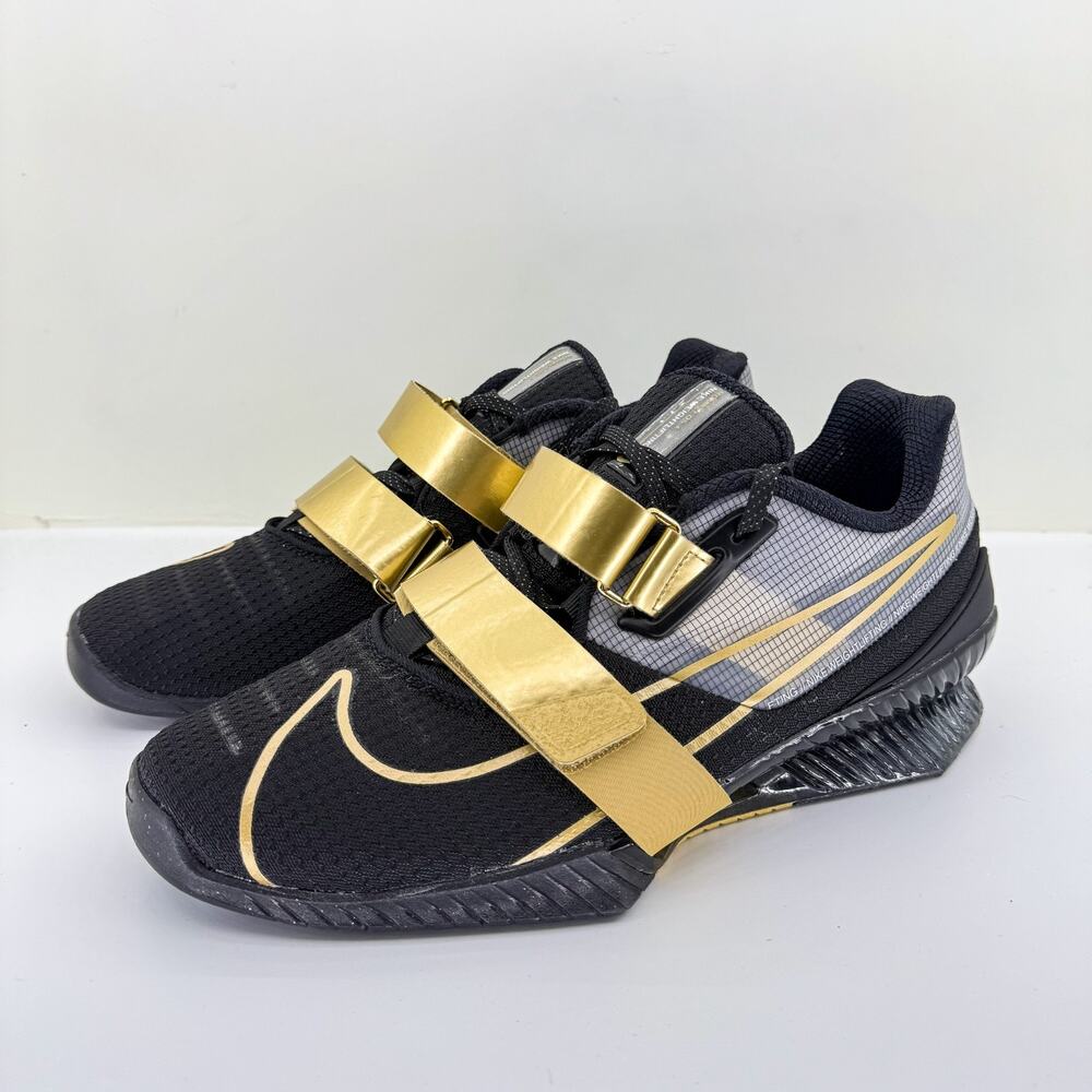 Nike Romaleos 4 Black Metallic Gold weightlifting shoe [CD3463-001] Size 12